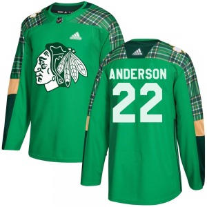 Youth Joey Anderson Chicago Blackhawks Adidas Authentic Green St. Patrick's Day Practice Jersey