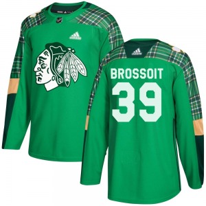 Youth Laurent Brossoit Chicago Blackhawks Adidas Authentic Green St. Patrick's Day Practice Jersey