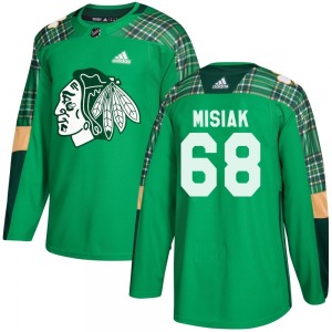 Youth Martin Misiak Chicago Blackhawks Adidas Authentic Green St. Patrick's Day Practice Jersey