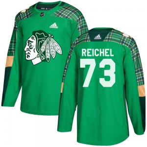 Youth Lukas Reichel Chicago Blackhawks Adidas Authentic Green St. Patrick's Day Practice Jersey