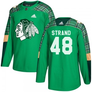 Youth Austin Strand Chicago Blackhawks Adidas Authentic Green St. Patrick's Day Practice Jersey