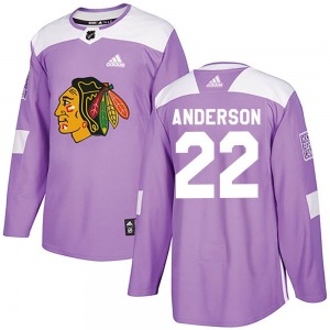 Youth Joey Anderson Chicago Blackhawks Adidas Authentic Purple Fights Cancer Practice Jersey