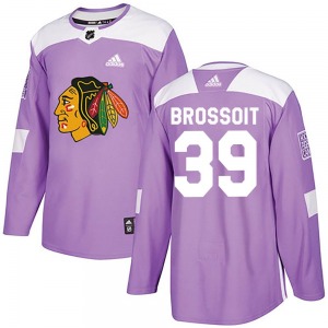 Youth Laurent Brossoit Chicago Blackhawks Adidas Authentic Purple Fights Cancer Practice Jersey