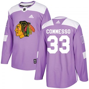 Youth Drew Commesso Chicago Blackhawks Adidas Authentic Purple Fights Cancer Practice Jersey