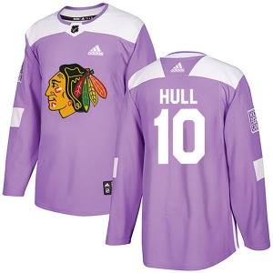 Youth Dennis Hull Chicago Blackhawks Adidas Authentic Purple Fights Cancer Practice Jersey