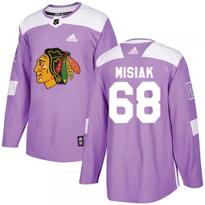 Youth Martin Misiak Chicago Blackhawks Adidas Authentic Purple Fights Cancer Practice Jersey