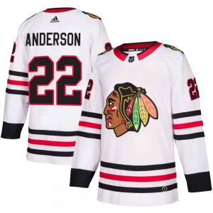 Youth Joey Anderson Chicago Blackhawks Adidas Authentic White Away Jersey