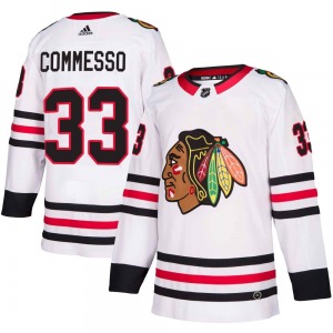 Youth Drew Commesso Chicago Blackhawks Adidas Authentic White Away Jersey