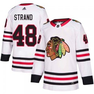 Youth Austin Strand Chicago Blackhawks Adidas Authentic White Away Jersey