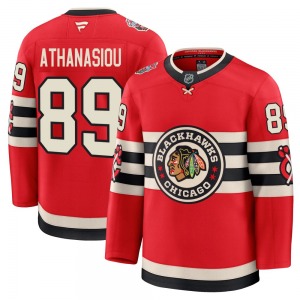 Youth Andreas Athanasiou Chicago Blackhawks Fanatics Premium Red 2025 Winter Classic Jersey