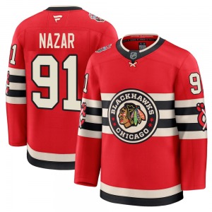 Youth Frank Nazar Chicago Blackhawks Fanatics Premium Red 2025 Winter Classic Jersey