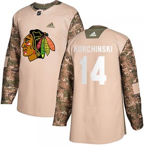 Youth Kevin Korchinski Chicago Blackhawks Adidas Authentic Camo Veterans Day Practice Jersey