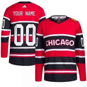 Custom Chicago Blackhawks Adidas Authentic Red Custom Reverse Retro 2.0 Jersey